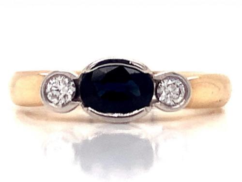 9ct Sapphire Two Diamond Ring TDW 0.12ct image