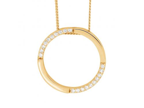 Ellani Stg Rose Gold Plated CZ Open Circle Necklace image