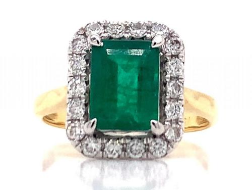 18ct Emerald Diamond Cluster Ring TDW 0.36ct image