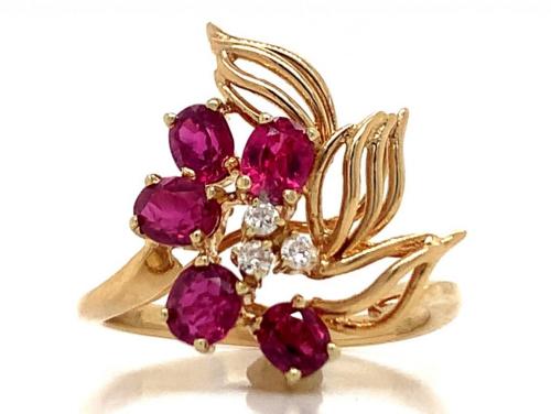 14ct Ruby Diamond Deco Ring image