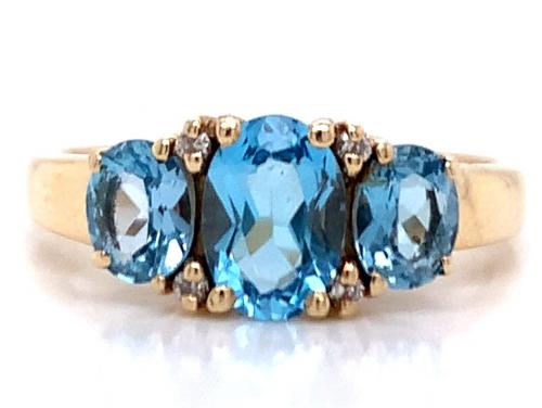 9ct Blue Topaz Diamond Ring image