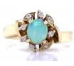 14ct Opal Diamond Cluster Dress Ring TDW 0.10ct image