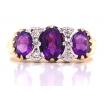 18ct Three Amethyst Four Diamond Ring image