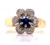 18ct Synthetic Sapphire Diamond Cluster Ring TDW 0.12ct image