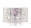 18ct White Gold Pink Sapphire Diamond Wide Ring TDW 0.54ct image