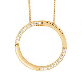 Ellani Stg Rose Gold Plated CZ Open Circle Necklace image