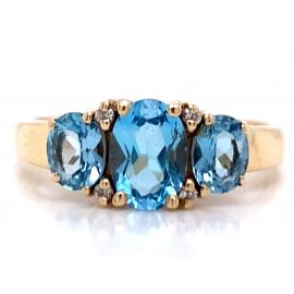 9ct Blue Topaz Diamond Ring image